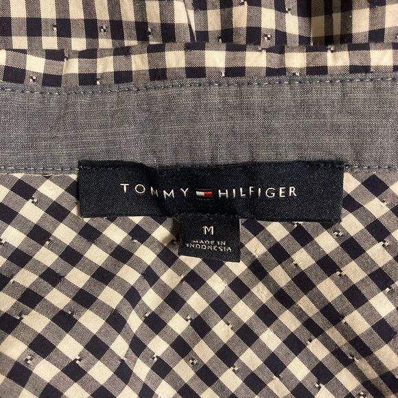 Tommy Hilfiger Navy/white check blouse size Medium - Picture 6 of 7